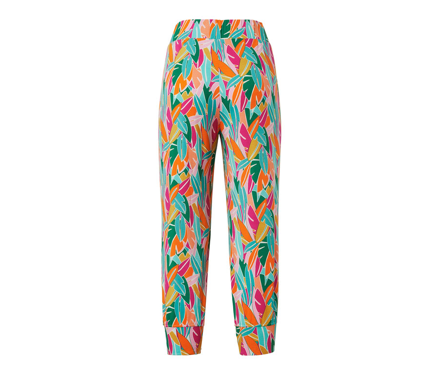 Pantalon 3/4 en jersey avec un motif de feuilles multicolores.