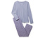 Pyjama bleu à manches longues avec pantalon à motif de feuilles.