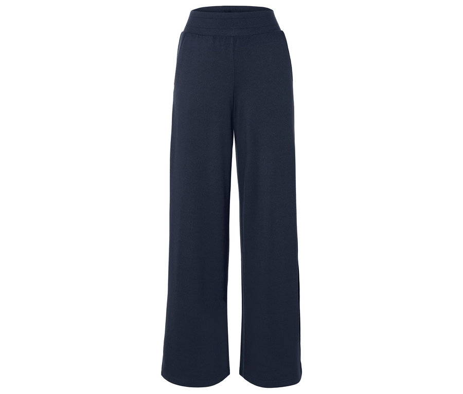 Pantalon bleu marine à jambes larges.