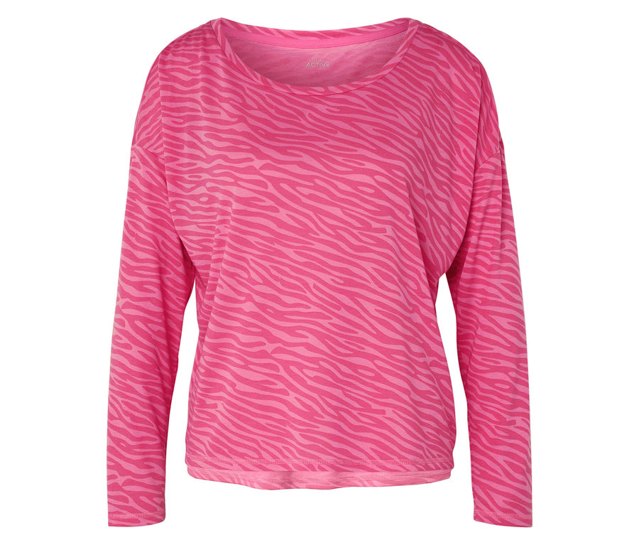 T-shirt à manches longues rose à motif animalier pour femmes.