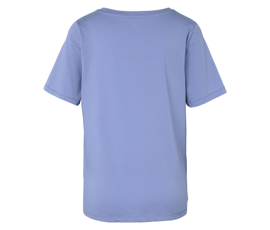 T-shirt bleu clair à manches courtes, vu de dos.