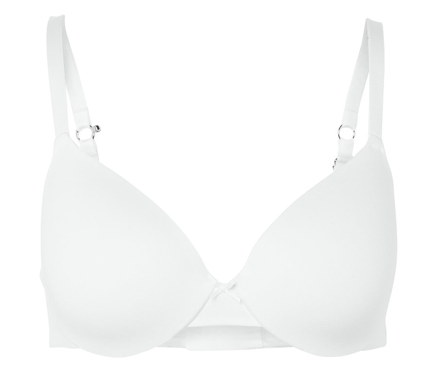 Soutien-gorge invisible blanc à bretelles réglables.