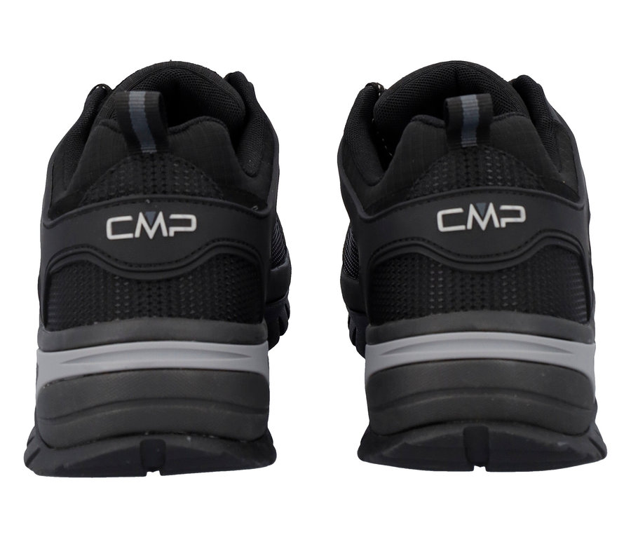 Vue arrière de deux chaussures CMP noires avec des accents gris.