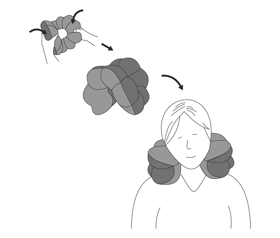 Illustration : Coussin de relaxation multifonction placé autour du cou d’une personne.