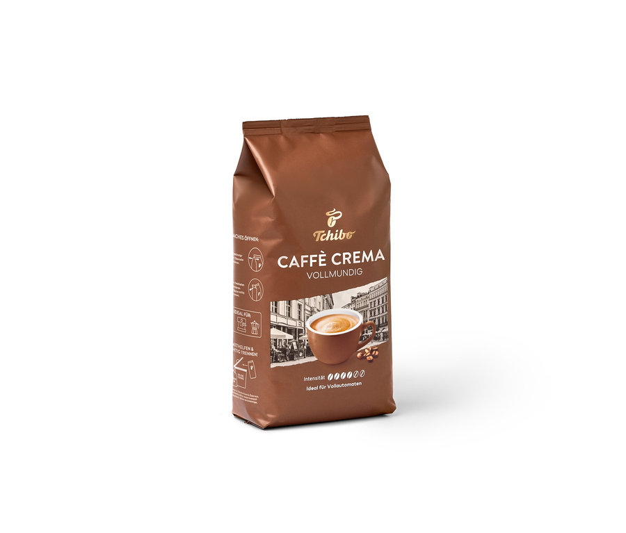 Paquet marron de Caffè Crema Vollmundig (intense) en grains.