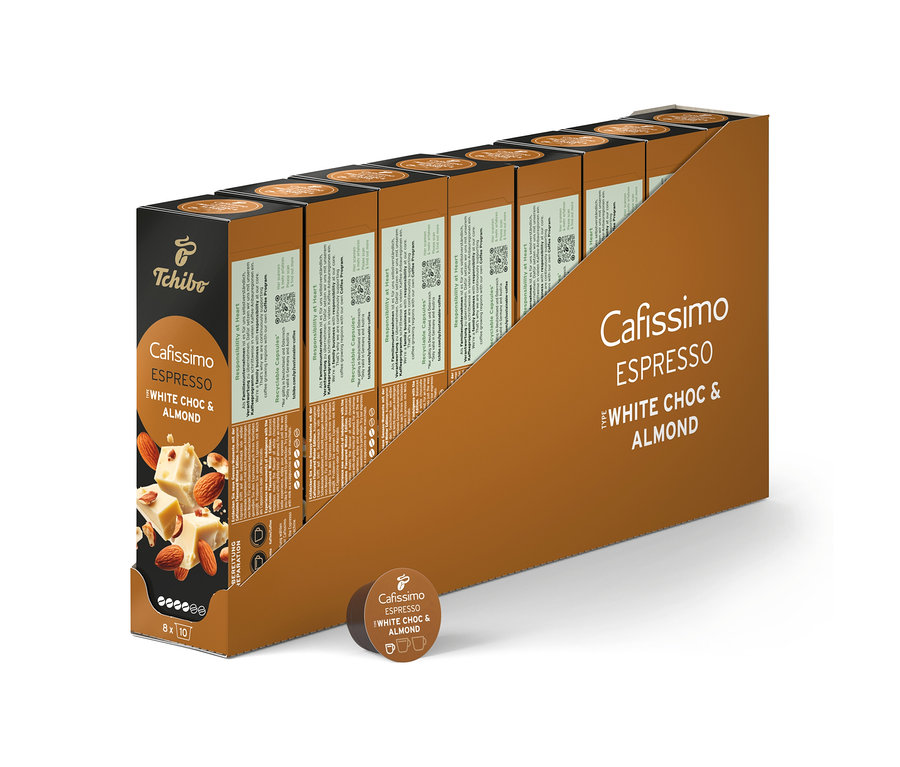 Un paquet de capsules Cafissimo Flavoured Espresso - White Choc & Almond - 80 Kapseln.