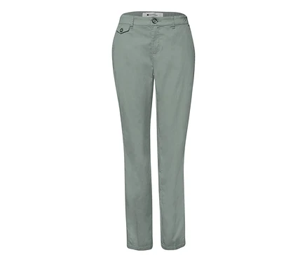 Pantalon chino Street One couleur menthe, posé à plat sur un fond blanc.