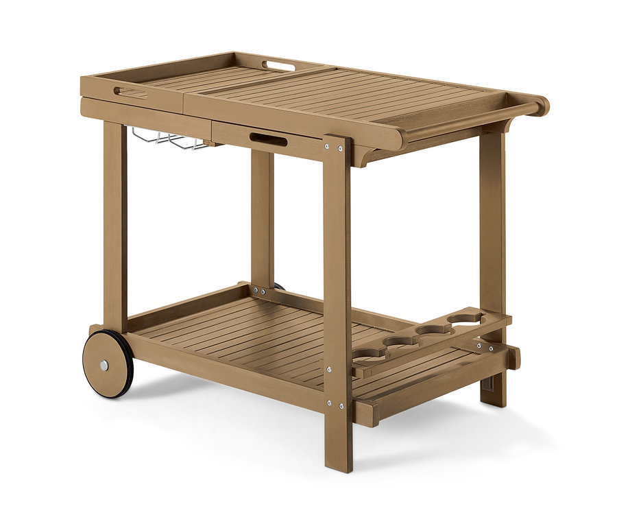 Un chariot pour barbecue « Lenja » marron avec 2 plateaux.