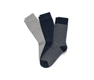 1x gris clair chiné, 1x bleu foncé, 1x bleu foncé-gris clair à rayures