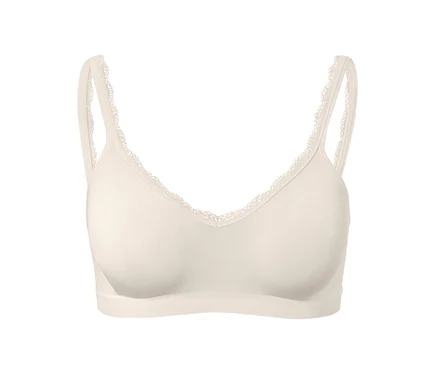 Détail d'un soutien-gorge doux Seamless crème.