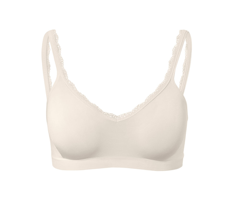 Détail d'un soutien-gorge doux Seamless crème.