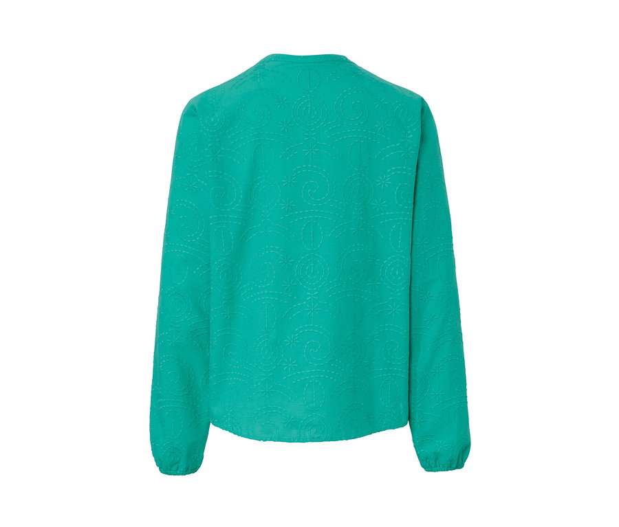 Chemisier vert à broderie, détail du dos.
