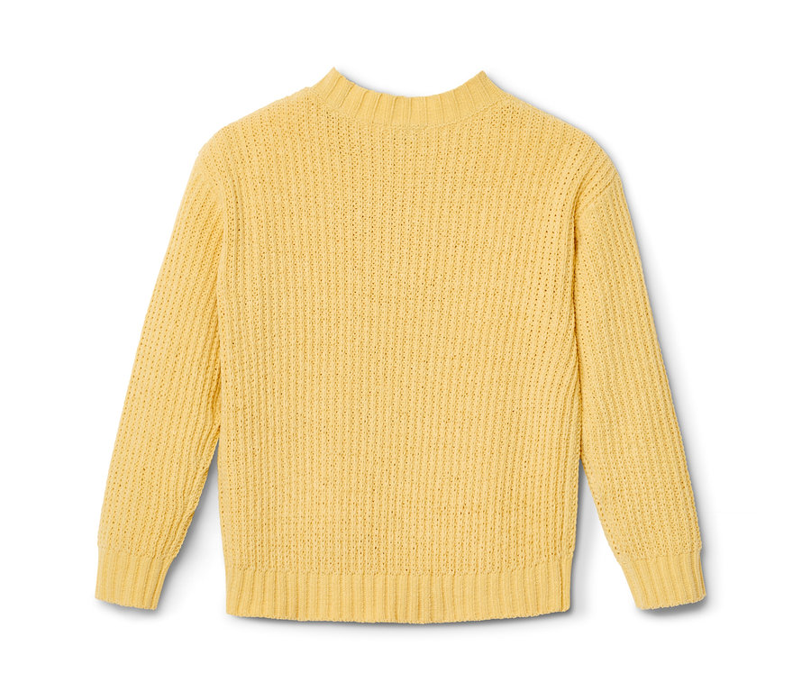 Pull chenille jaune pour enfant.