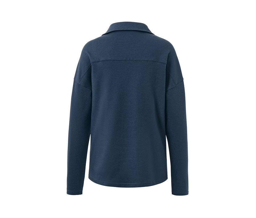 Vue arrière d’un sweat-shirt d’intérieur bleu marine.