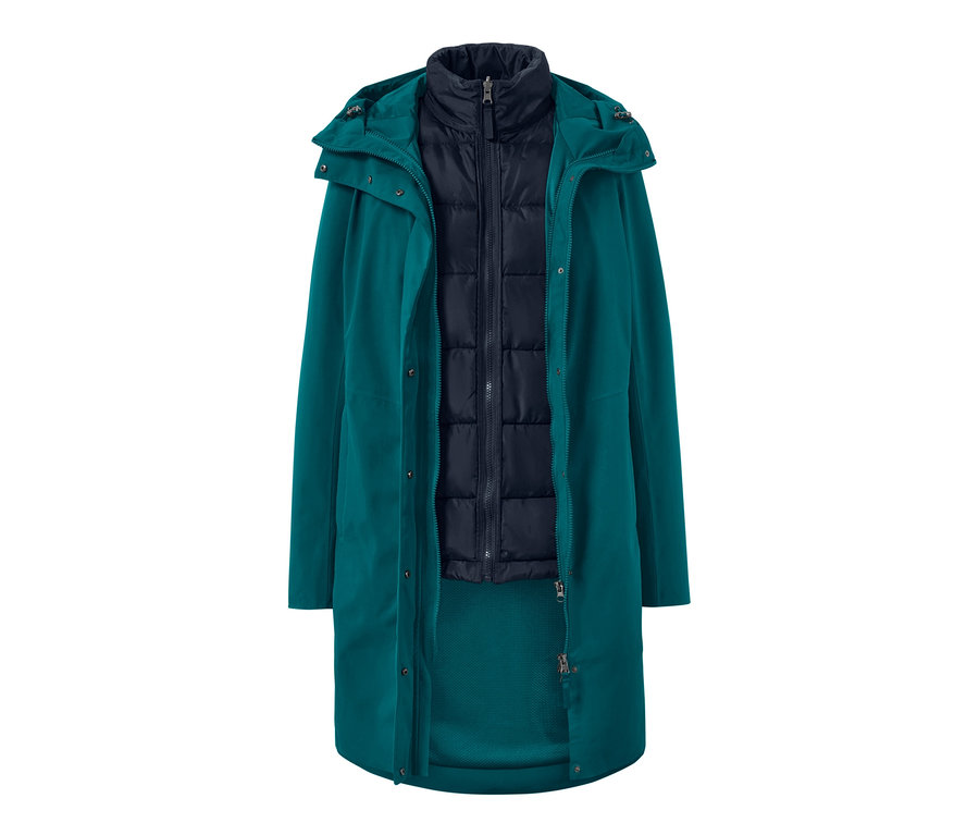 Manteau d’extérieur 3 en 1 avec gilet ouvert, pétrole.