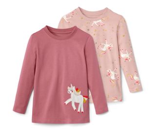 1 x rose foncé avec application licorne, 1 x vieux rose avec imprimé intégral licorne