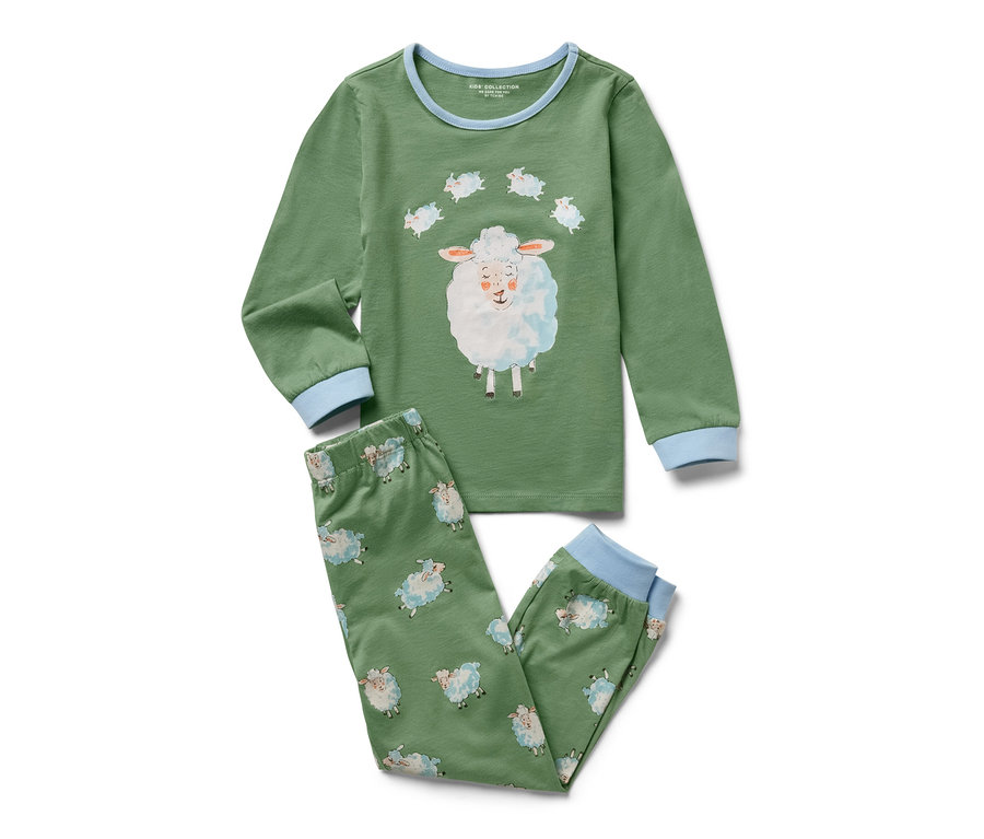 Pyjama vert pour enfant avec un motif de mouton.