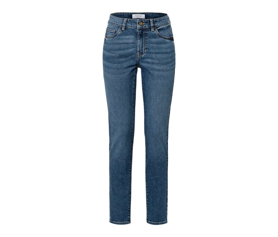 Jean slim en denim « Fit Emma », denim bleu moyen sur fond blanc.