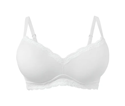 Détail d'un soutien-gorge souple blanc.