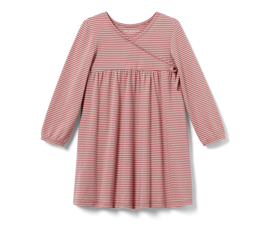 Robe en jersey rayée rose et blanche pour enfant.