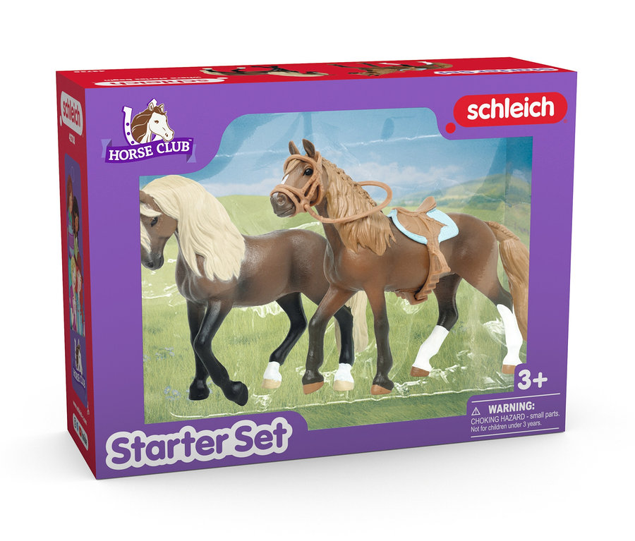 Emballage du kit de démarrage Schleich »Horse Club« avec deux figurines de chevaux.