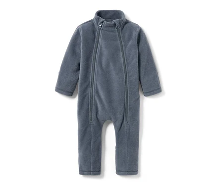 Combinaison en polaire bleue pour bébé avec fermetures éclair.