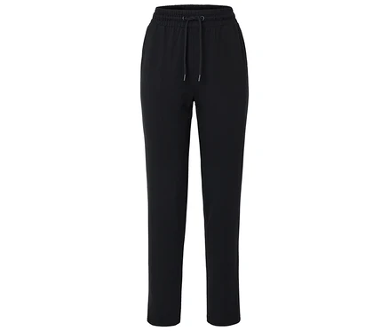 Pantalon de survêtement noir avec cordon de serrage à la taille.