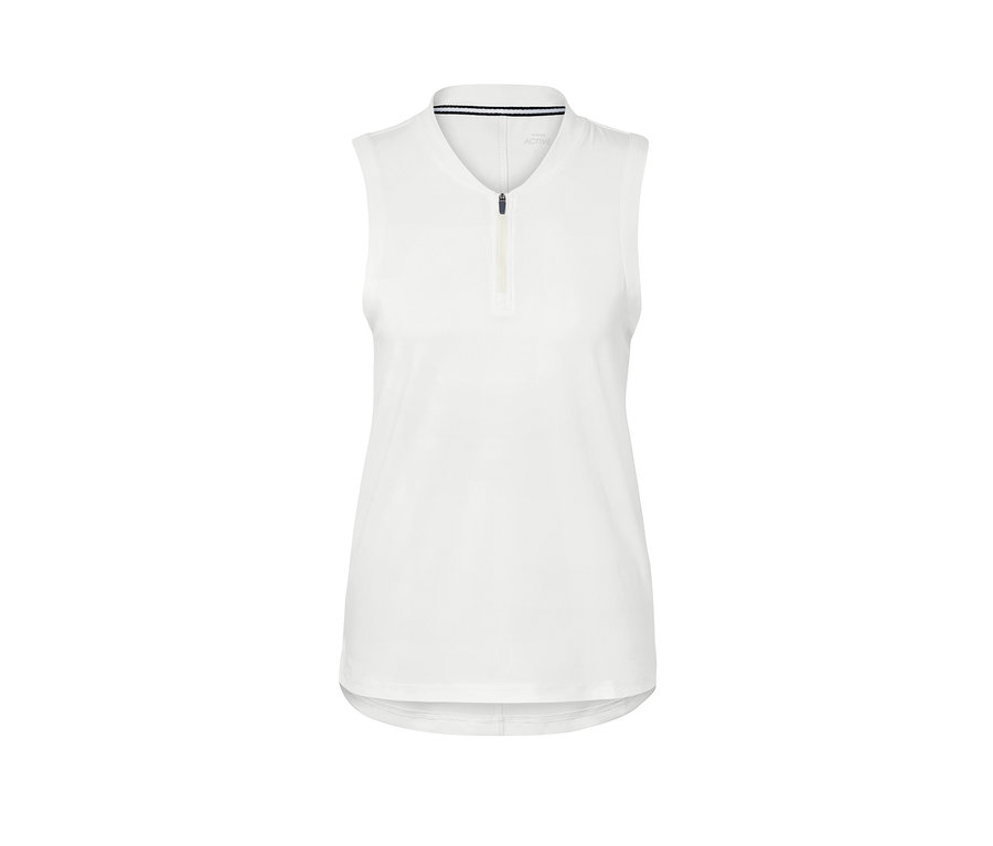 Top fonctionnel blanc avec fermeture éclair courte.