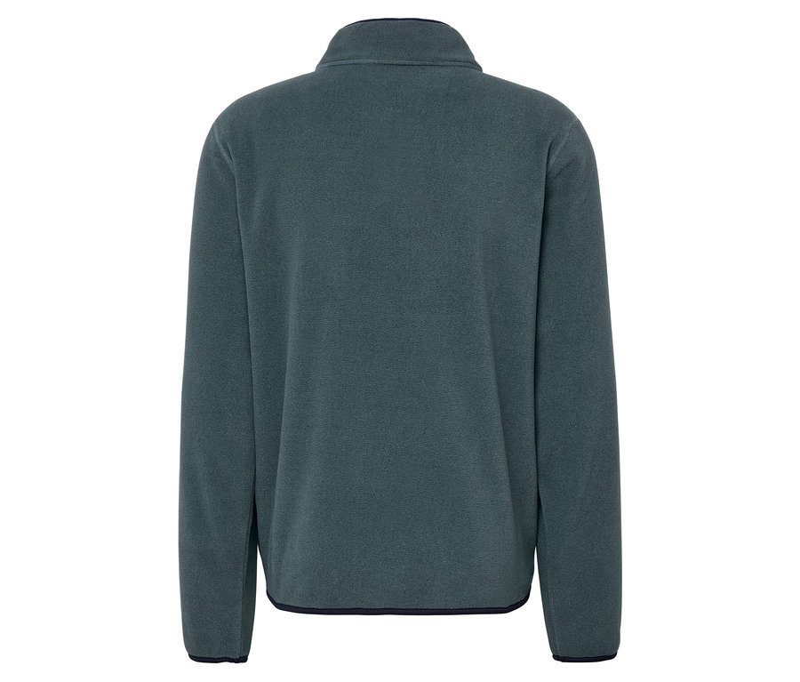 Vue arrière d'un pull en polaire gris foncé avec fermeture éclair.