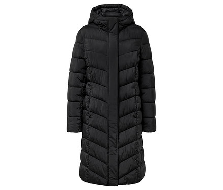 Manteau matelassé à capuche, noir