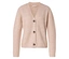 Cardigan beige à col en V avec trois boutons.