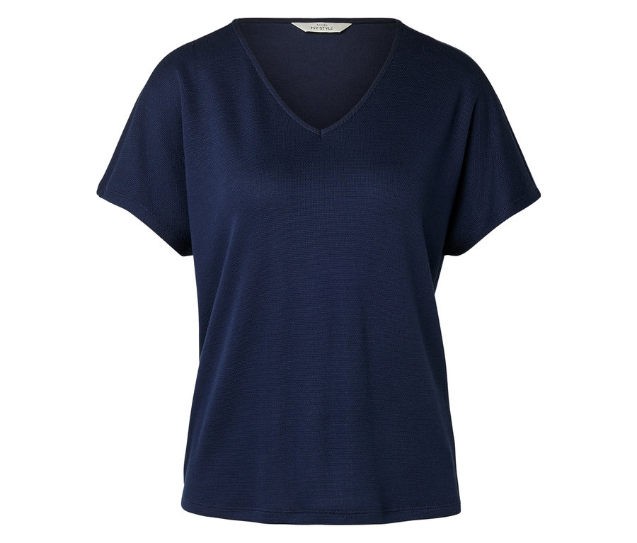 T-shirt bleu marine à col en V.