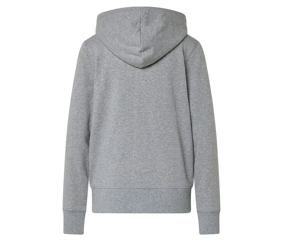 Vue arrière d'un sweat à capuche gris.