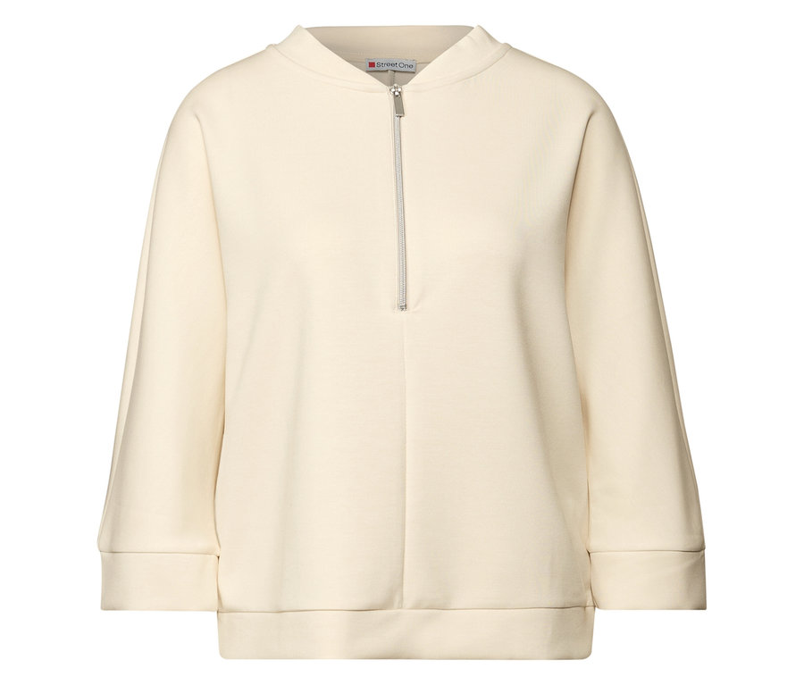 T-shirt en mélange avec modal Street One couleur crème avec fermeture éclair.