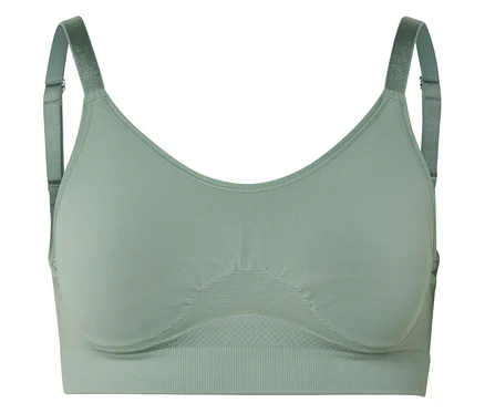 Un soutien-gorge vert avec des bretelles réglables.