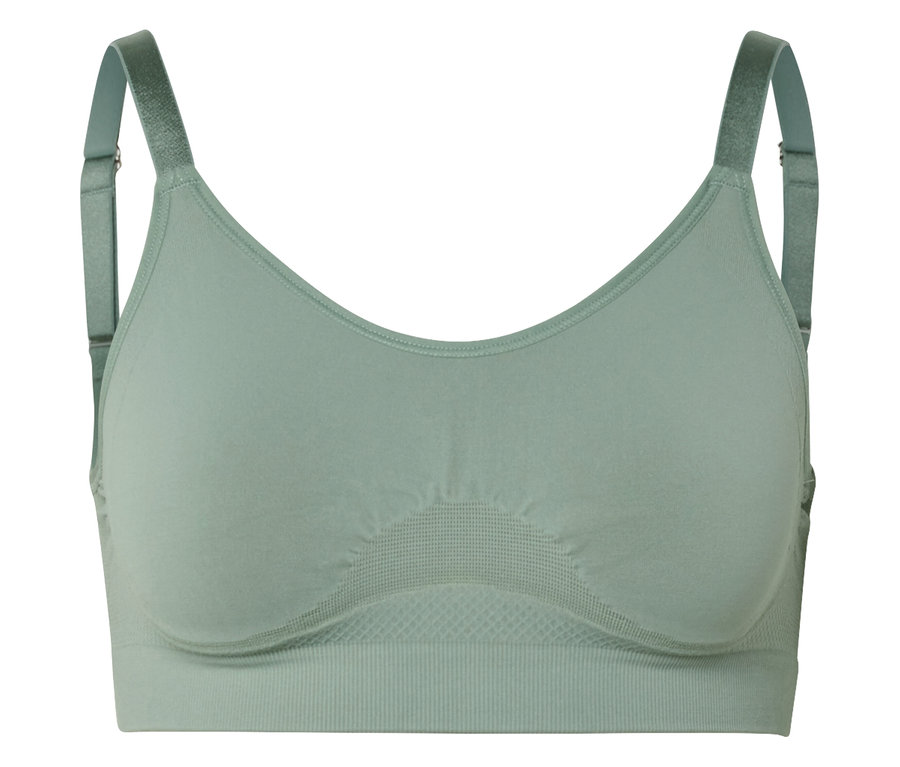 Un soutien-gorge vert avec des bretelles réglables.