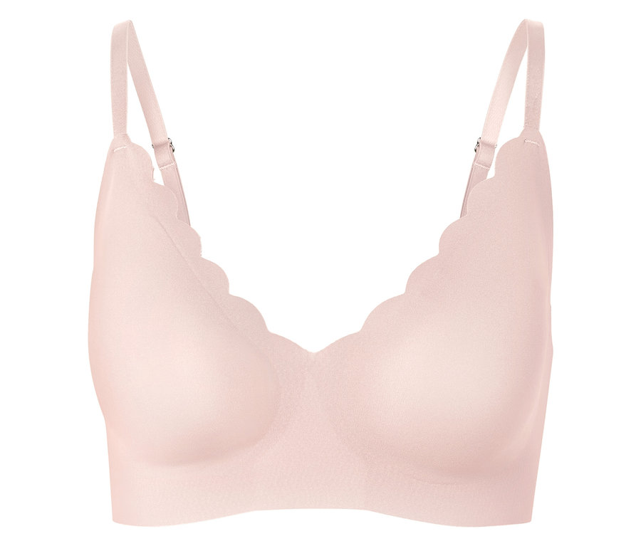 Soutien-gorge confort «bonded» rose avec bord festonné et fines bretelles.