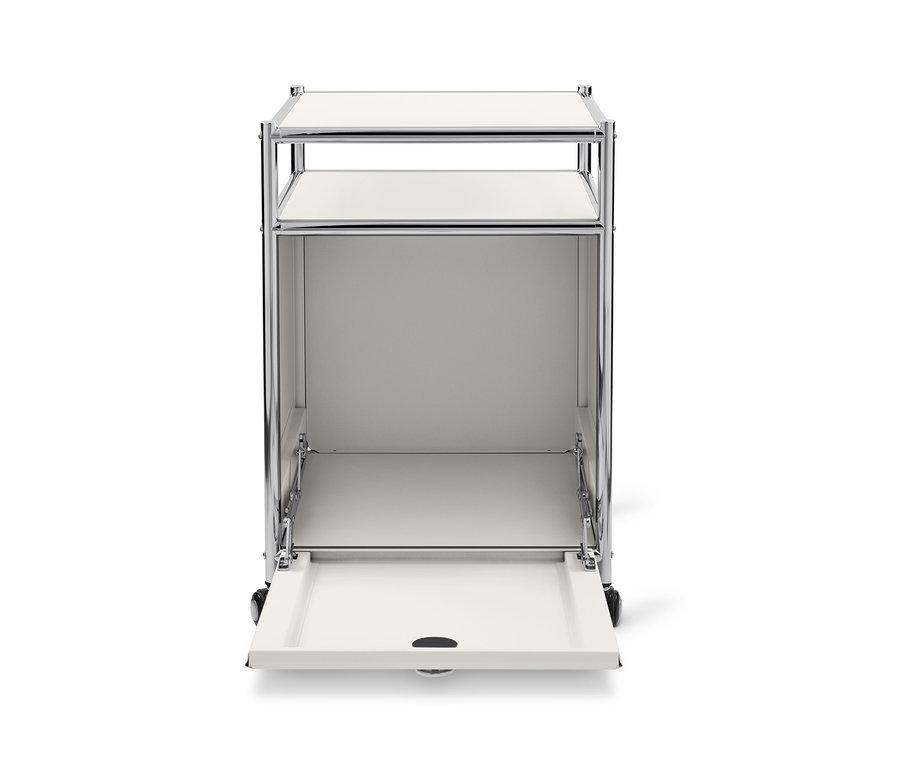 Caisson en métal blanc à roulettes « CN3 » avec abattant.