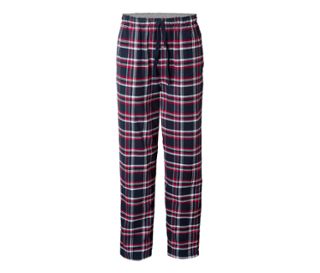 Haut gris chiné <br>Pantalon bleu foncé-bleu clair-rouge-blanc à carreaux
