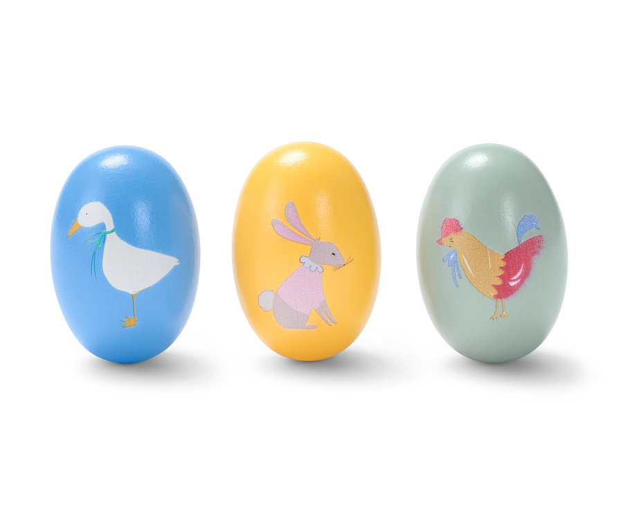 Trois maracas avec des images d'animaux.