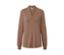 T-shirt beige à manches longues et encolure en V.