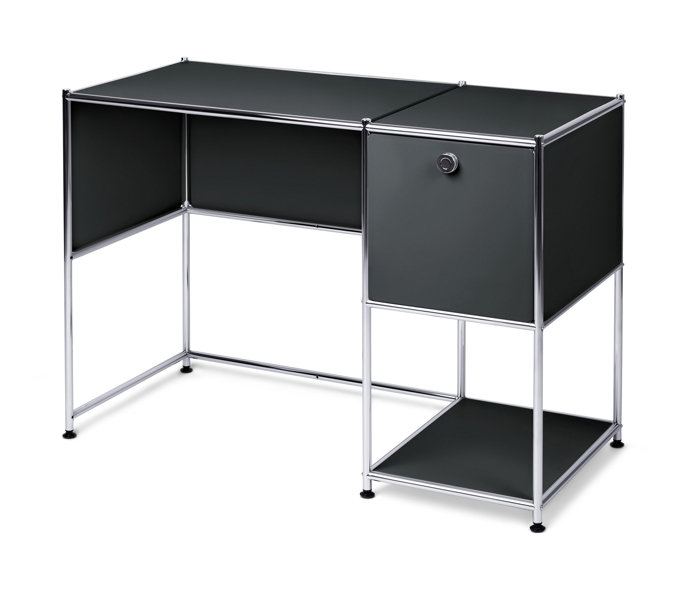 Bureau en métal noir « CN3 » avec porte abattante.