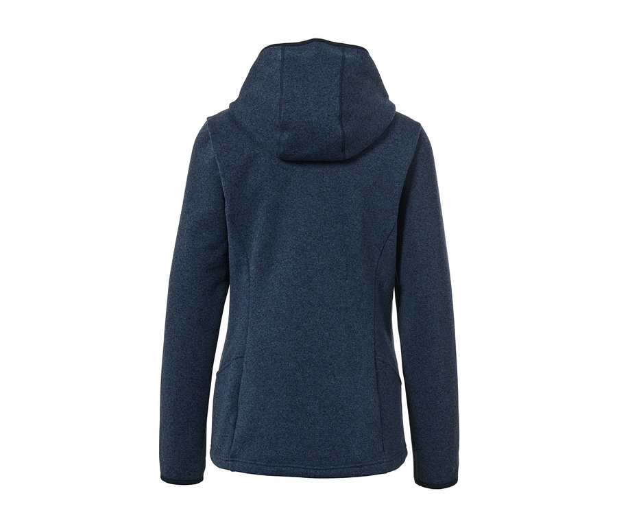 Vue arrière de la veste en maille polaire bleu foncé.
