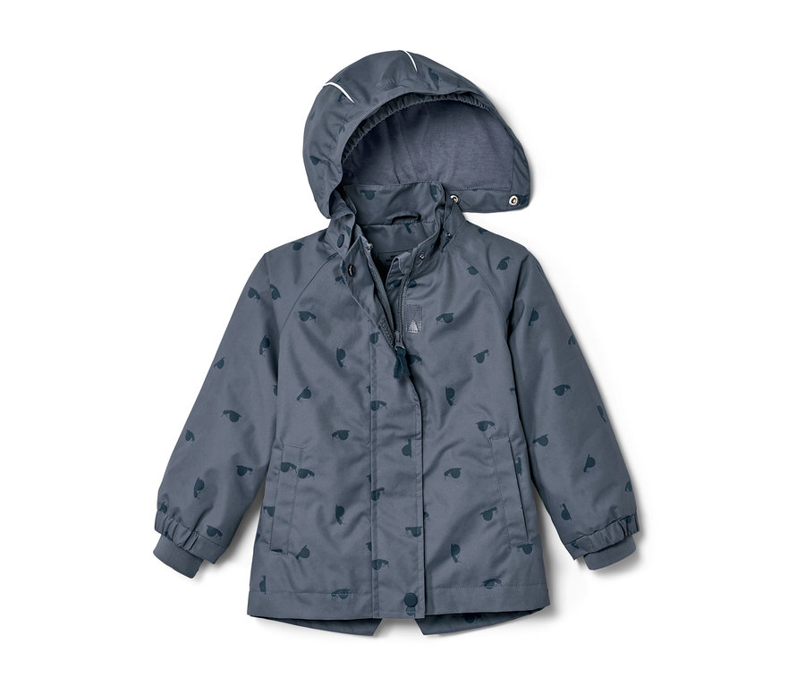 Veste de pluie pour enfant avec un imprimé d'escargots sur toute la surface.