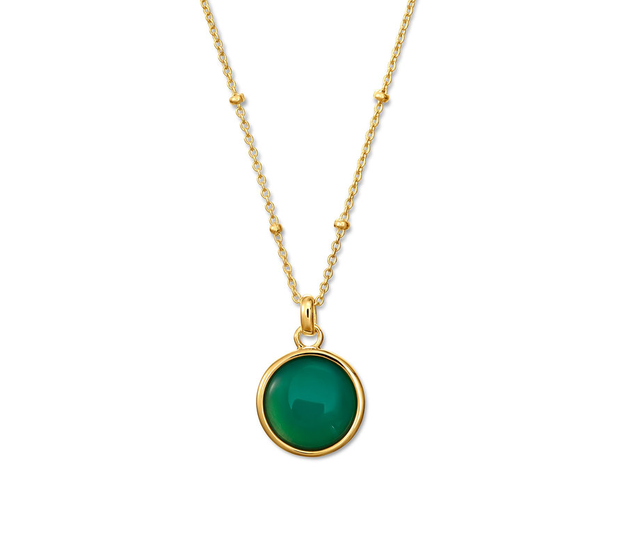 Chaîne dorée avec pendentif agate verte.