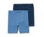 Deux leggings de cycliste bleus pour enfant.