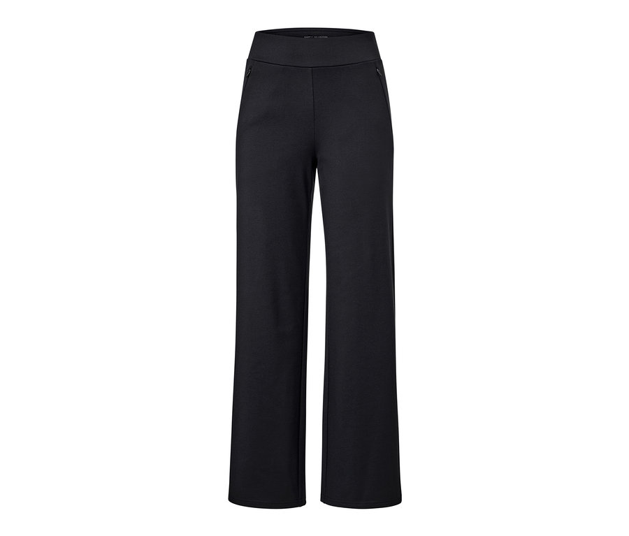 Un pantalon thermique noir « Wide Leg » sur fond blanc.