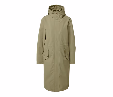 Manteau de pluie kaki à capuche.