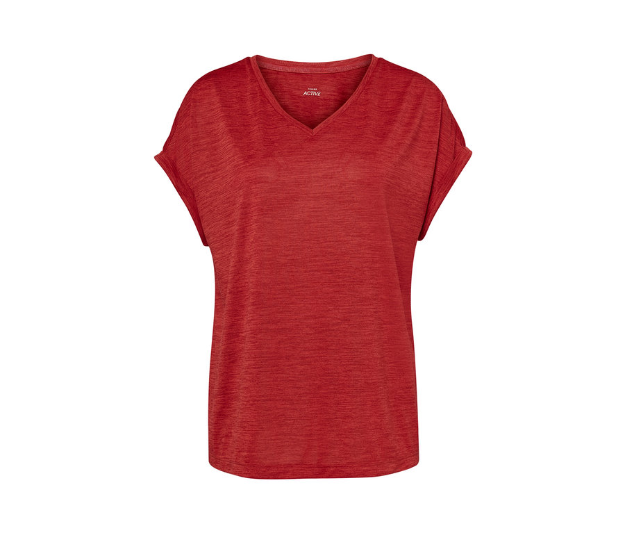T-shirt technique rouge à manches courtes.