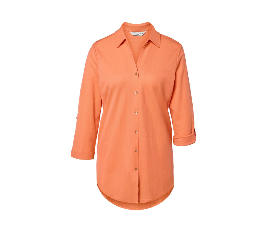 Chemisier en jersey piqué pêche à manches trois-quarts.